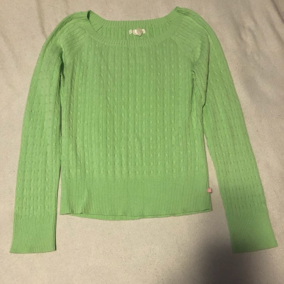 Aeropostale Sweaters - Light Green Cable Knit Sweater Scoop Neck Long